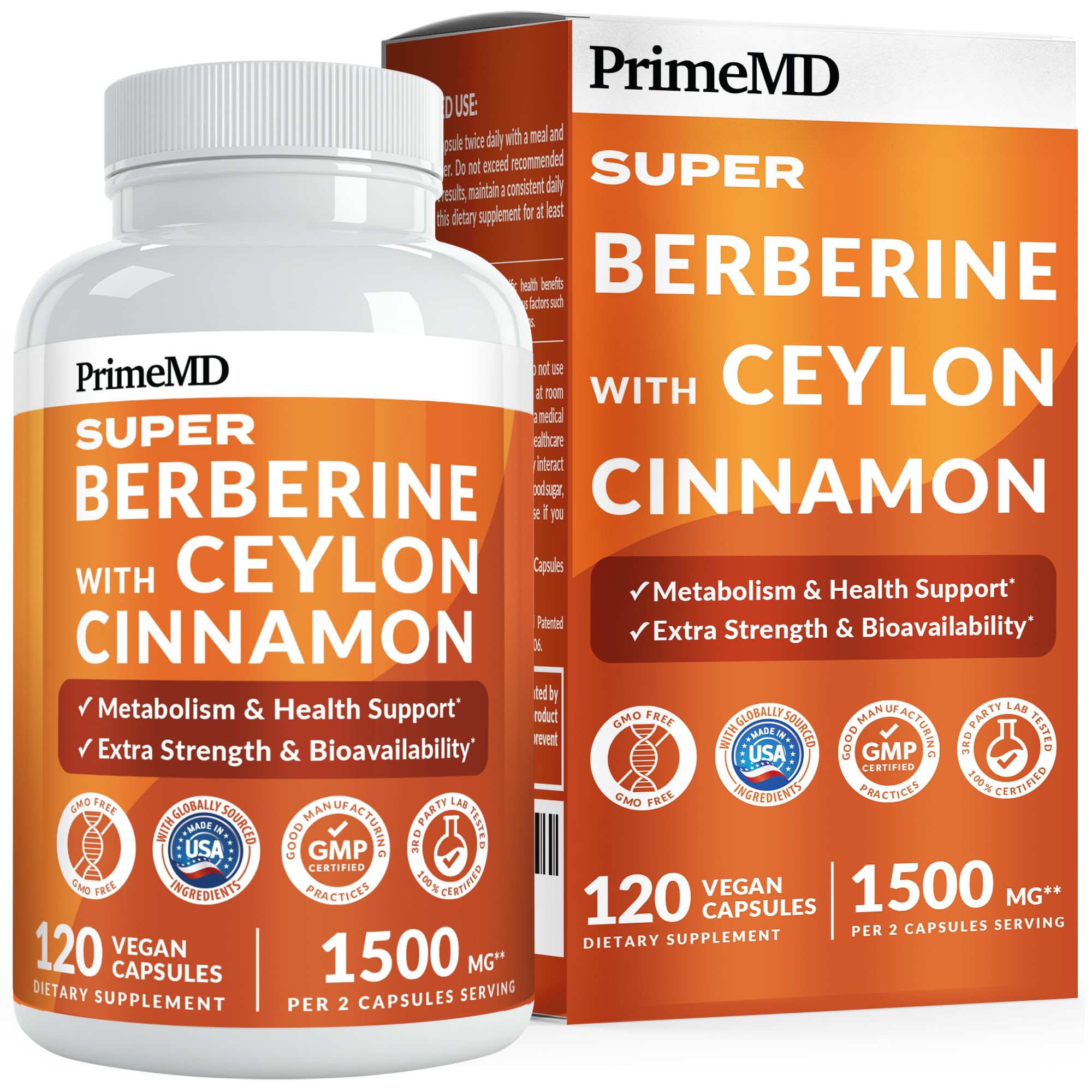 PrimeMD Super Berberine 1500 mg capsules front view