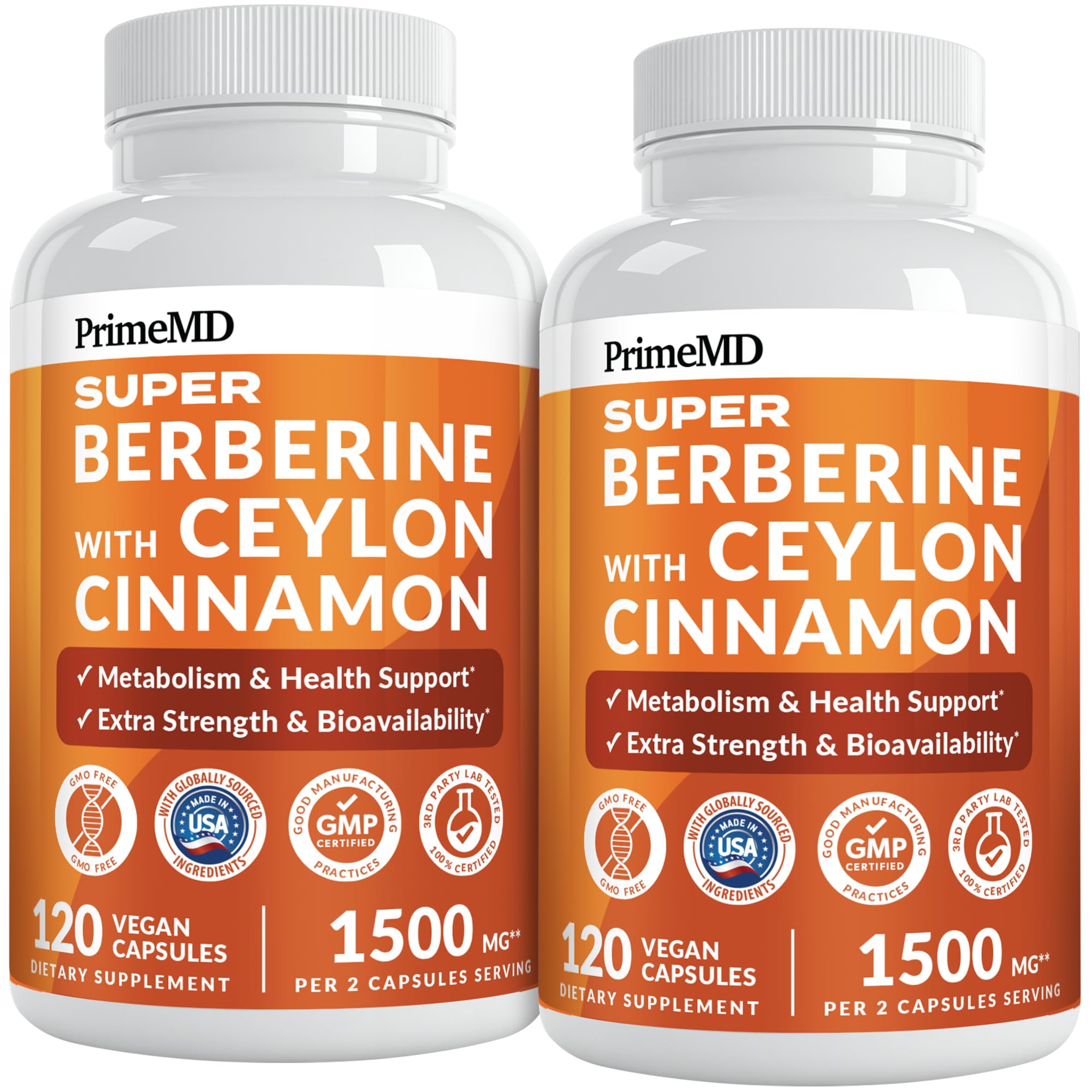PrimeMD Super Berberine 1500 mg capsules front view