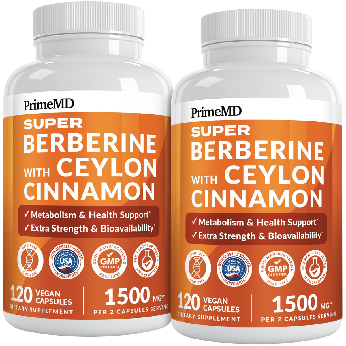 PrimeMD Super Berberine 1500 mg capsules front view