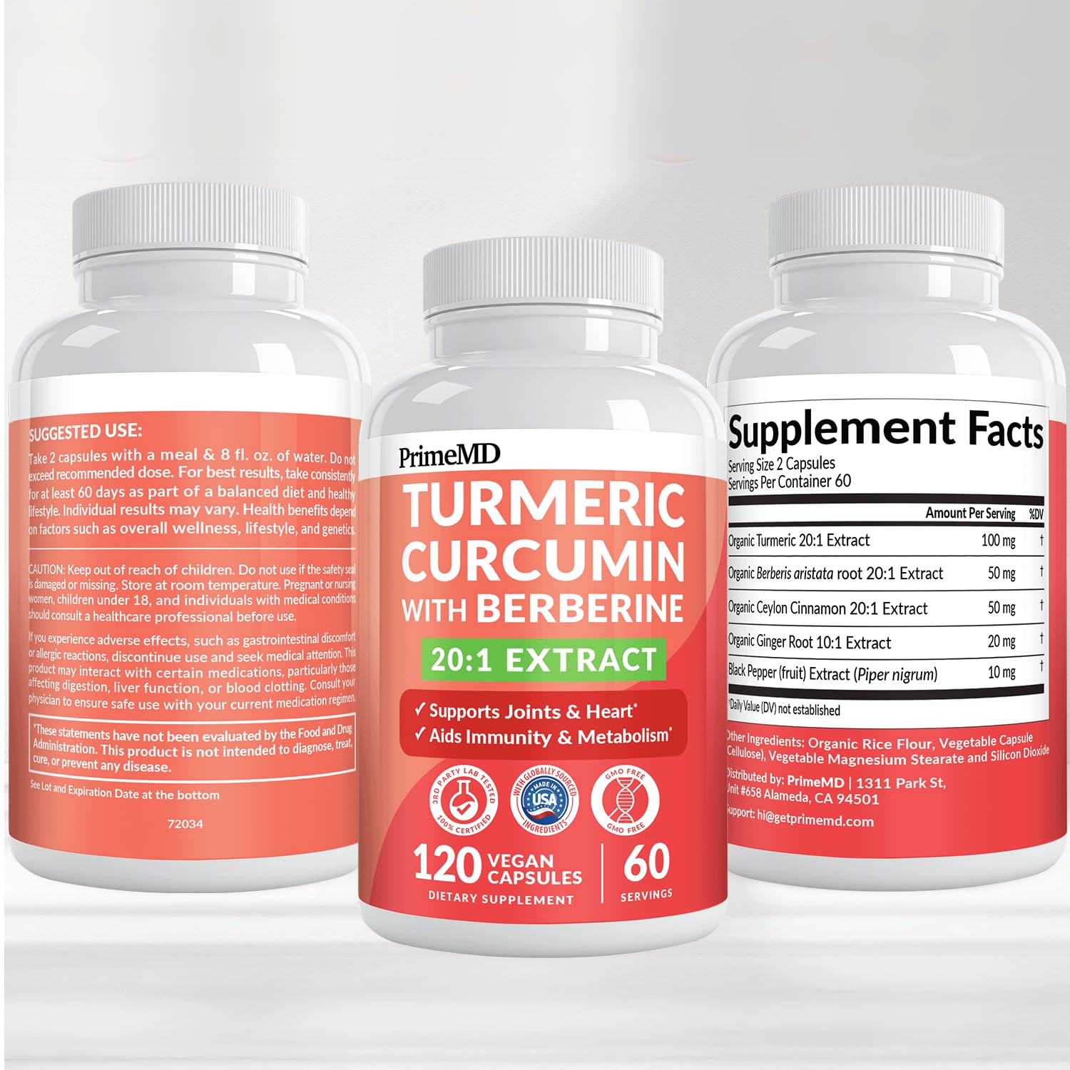 PrimeMD Turmeric Curcumin Capsules bottle with label