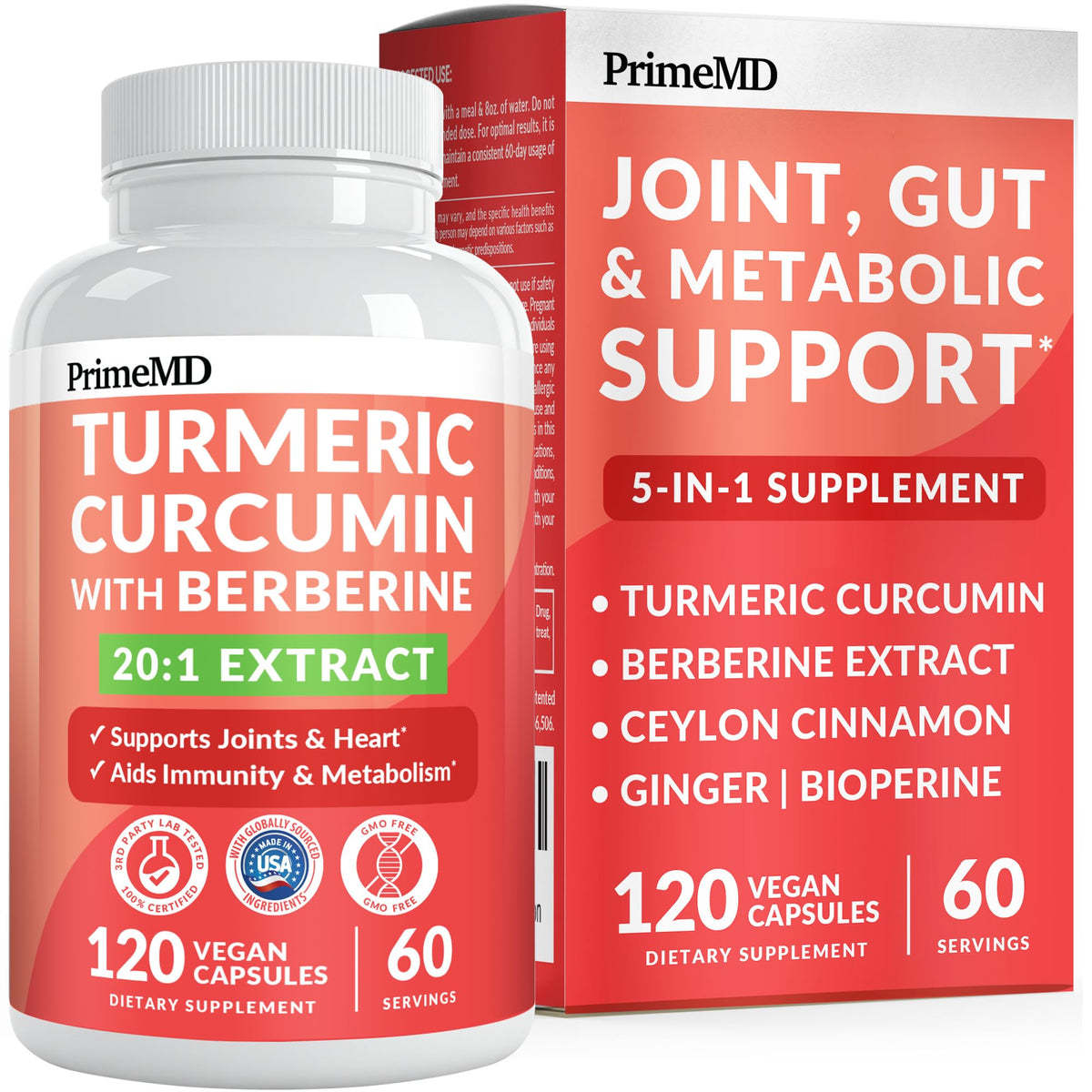 PrimeMD Turmeric Curcumin Capsules front view