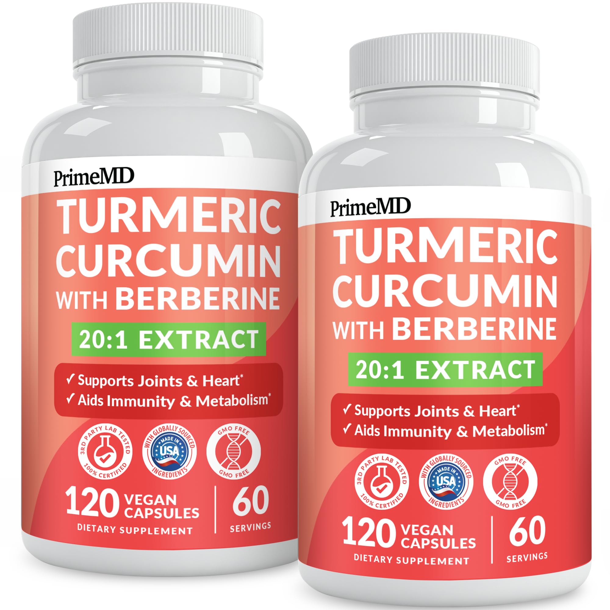 PrimeMD Turmeric Curcumin Capsules front view with packaging