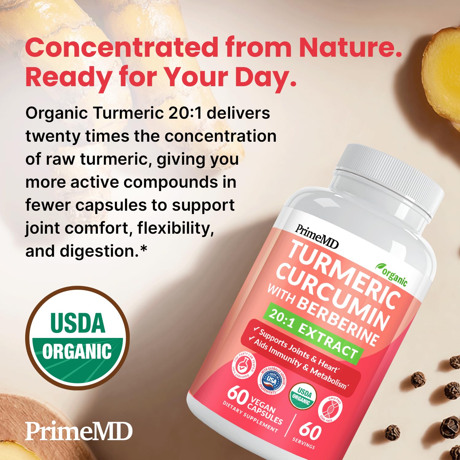 PrimeMD Turmeric Curcumin Capsules in a lifestyle setting