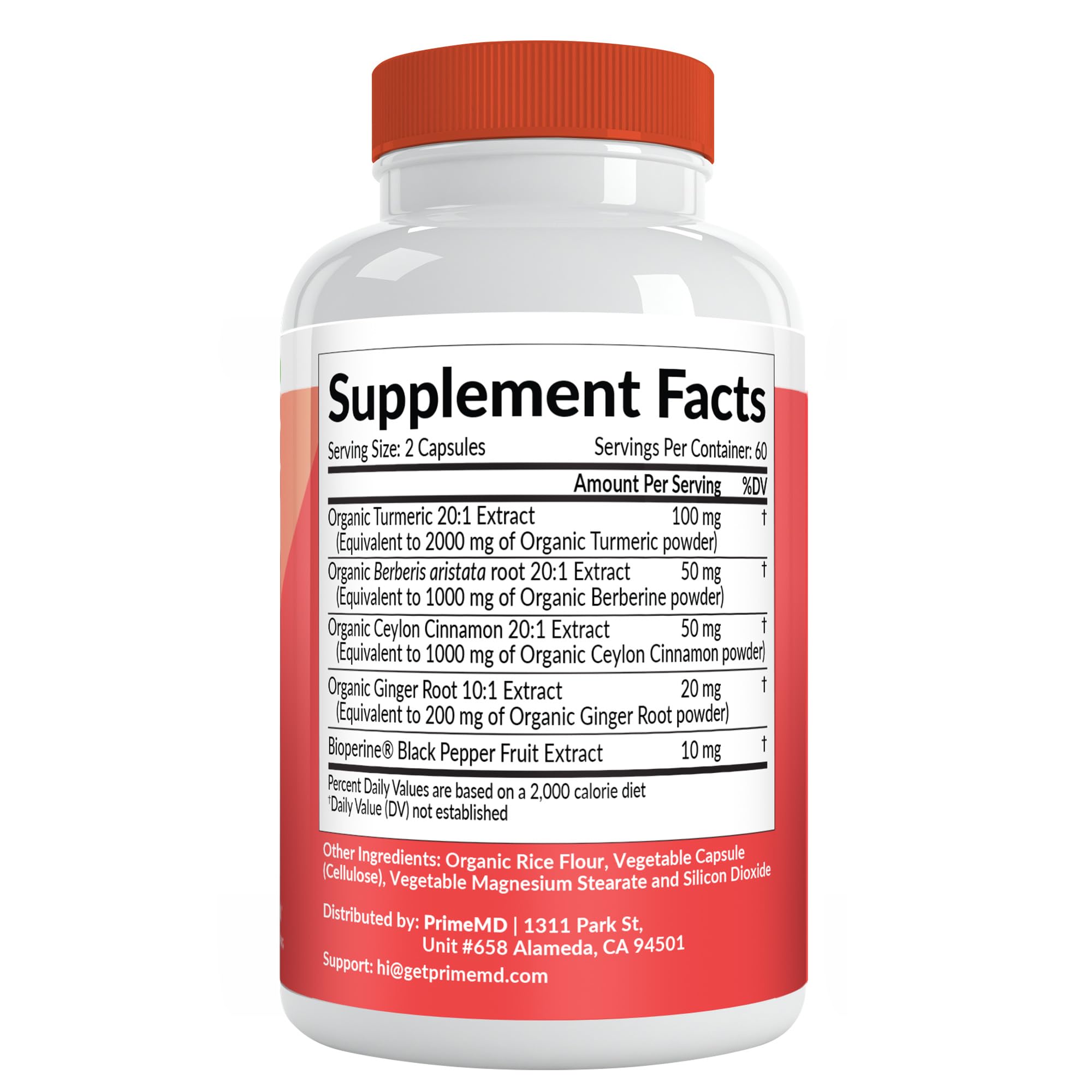 PrimeMD Turmeric Curcumin Capsules on a wooden table