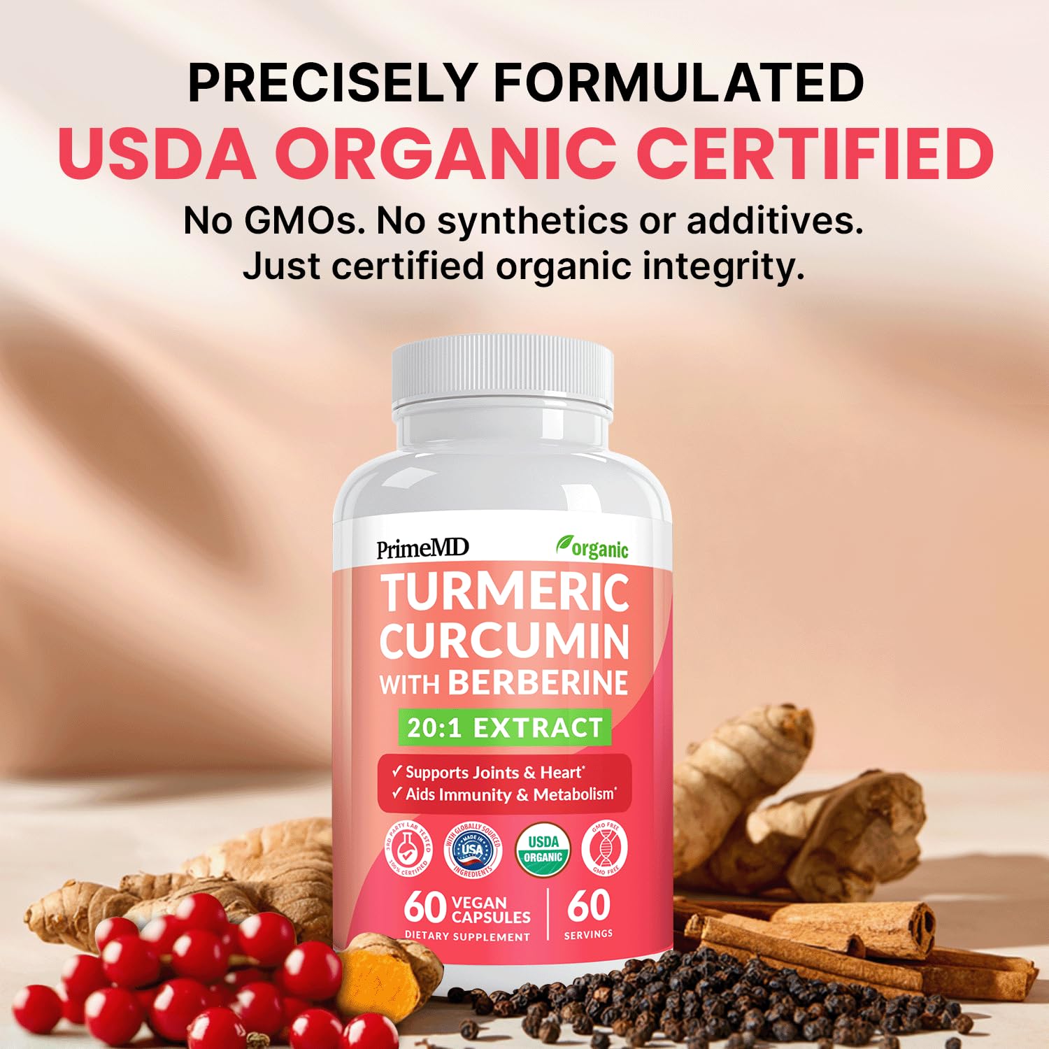 PrimeMD Turmeric Curcumin Capsules side view