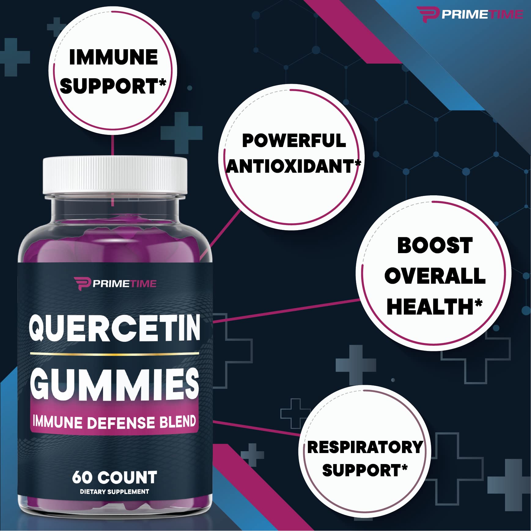 Primetime Sports Quercetin Zinc Gummies nutritional information