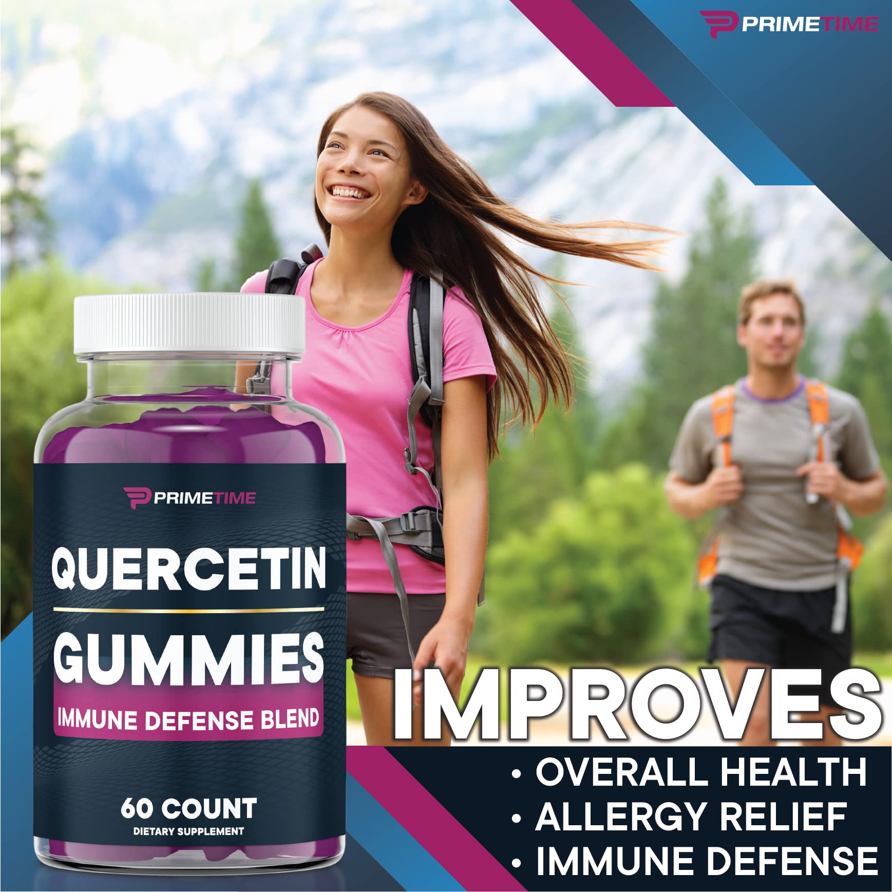 Primetime Sports Quercetin Zinc Gummies side view of packaging