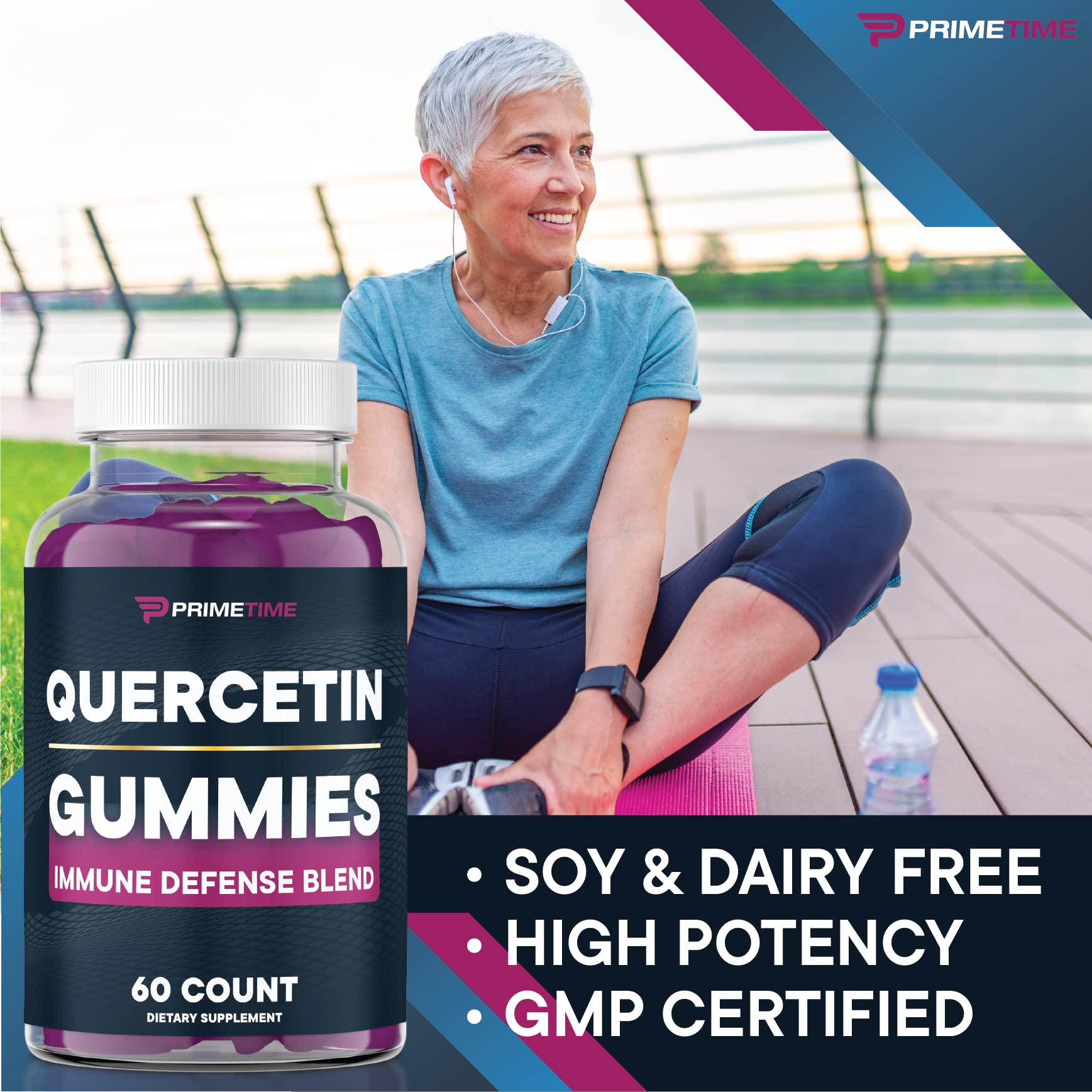 Primetime Sports Quercetin Zinc Gummies with Elderberry ingredient close-up