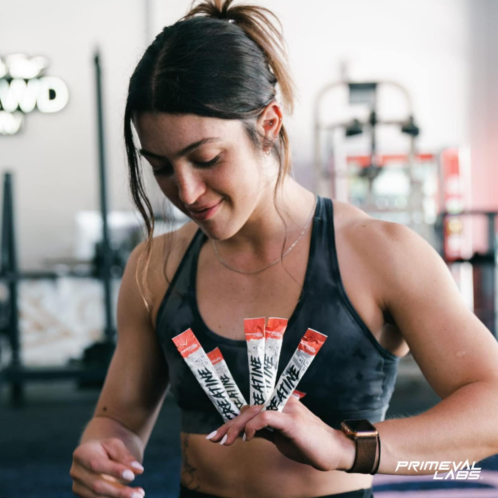 Primeval Labs Flavoured Creatine with workout gear