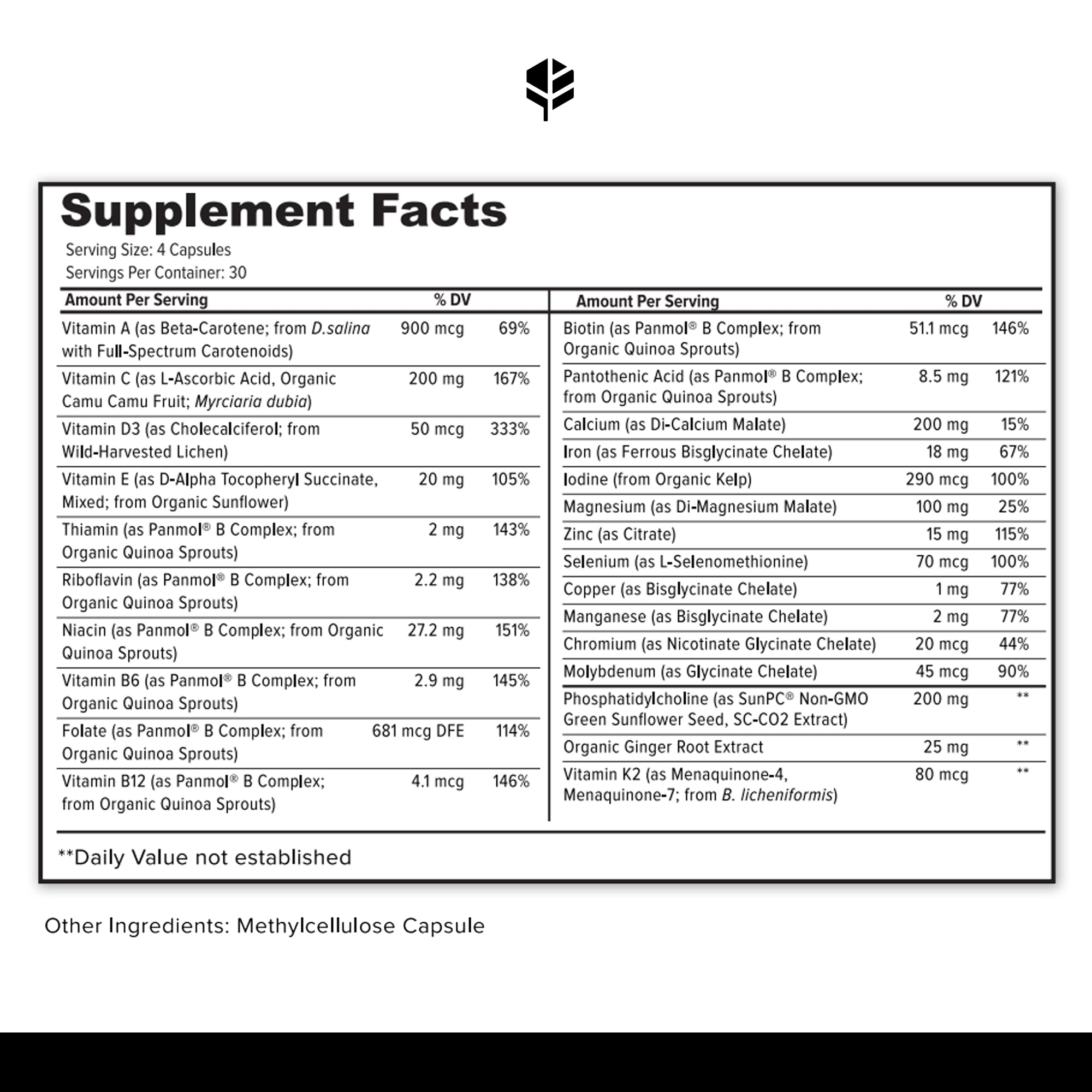 Primitive Scientific Prenatal Vitamins ingredients list