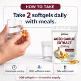 primus Odorless Aged Garlic Extract Softgels on a kitchen counter