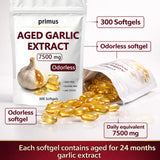 primus Odorless Aged Garlic Extract Softgels with dosage information