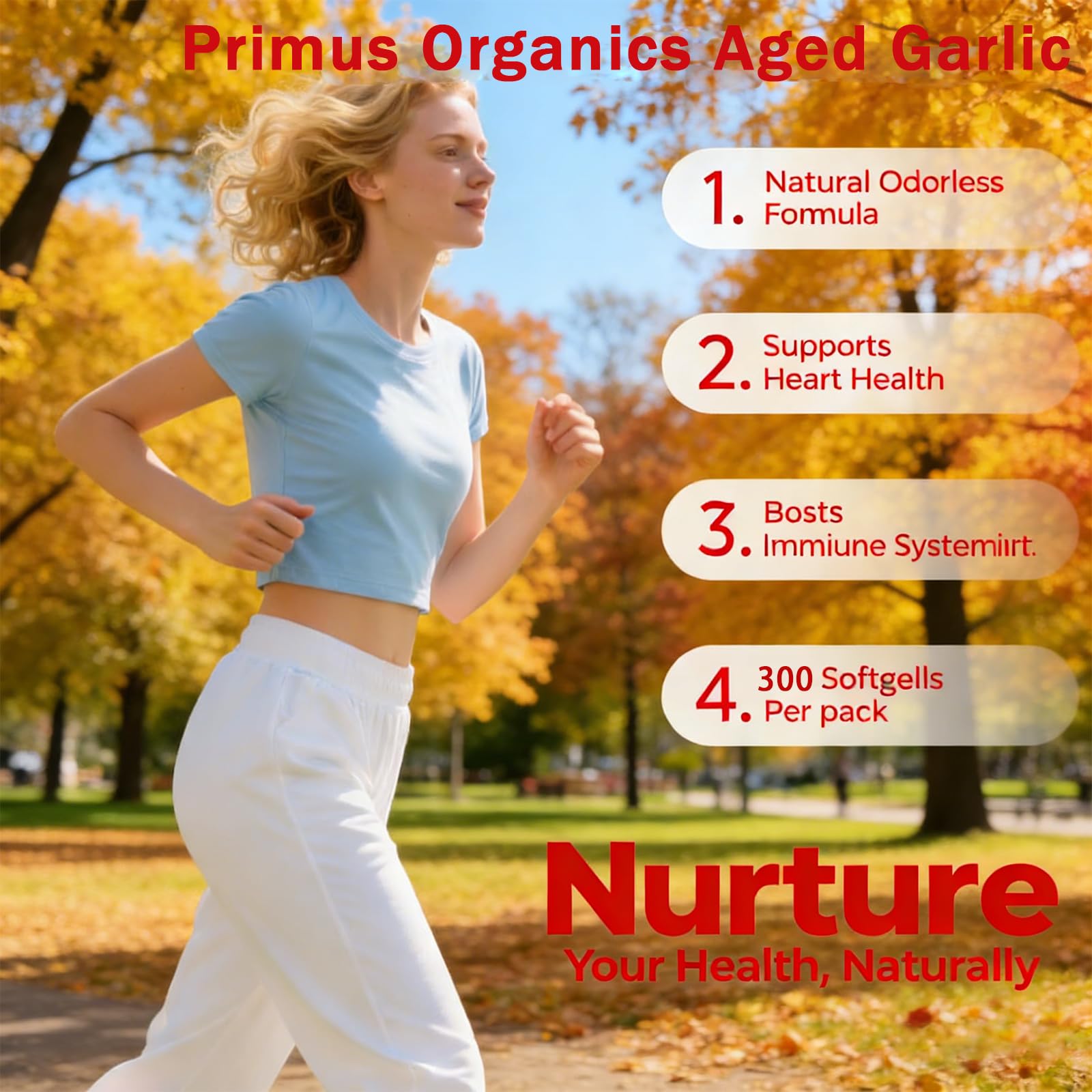 Primus Organics Aged Garlic Supplement packaging