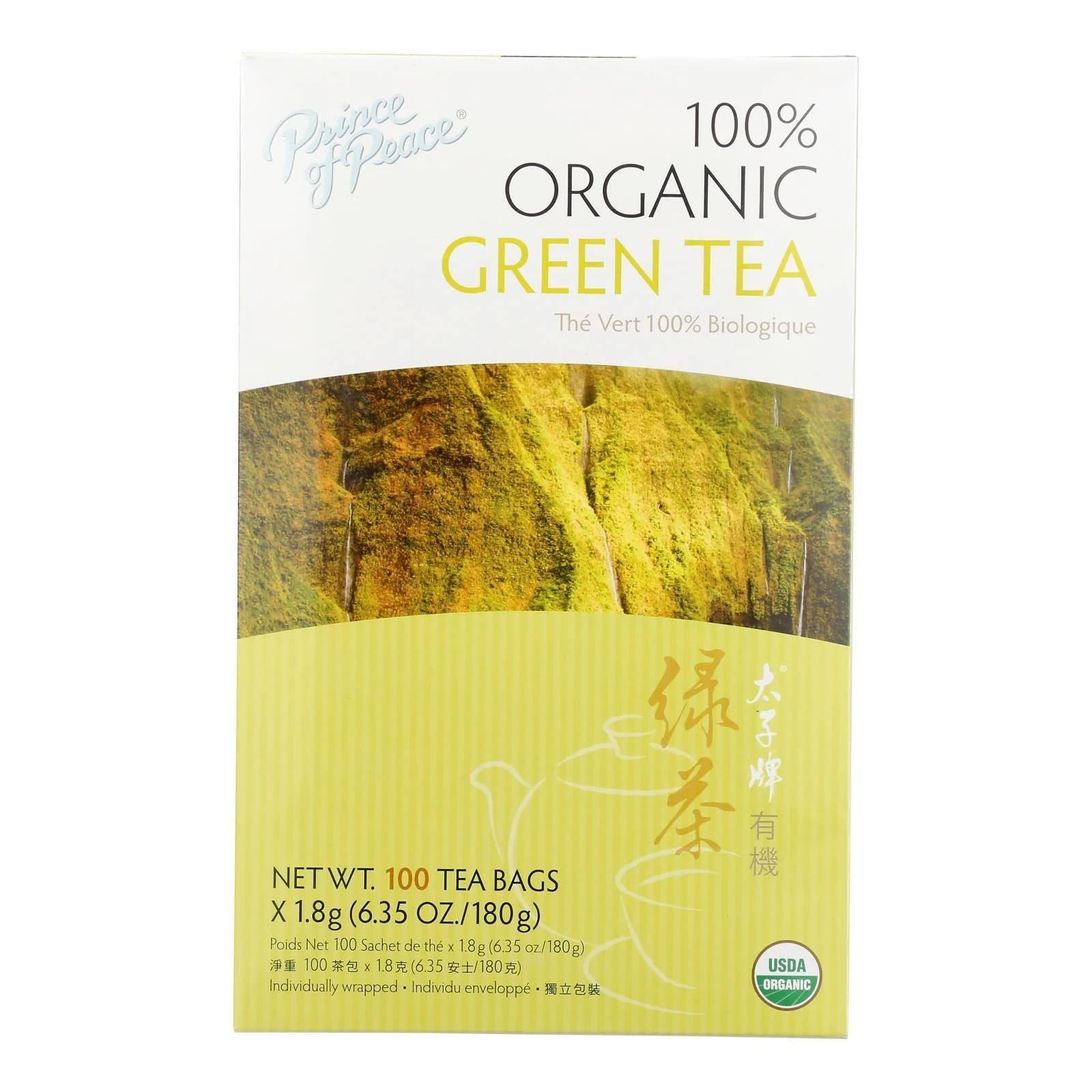 Prince of Peace Organic Green Tea 180g packaging front view