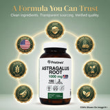 PRISTINE'S Astragalus Root Extract 1000mg vegan capsules side view