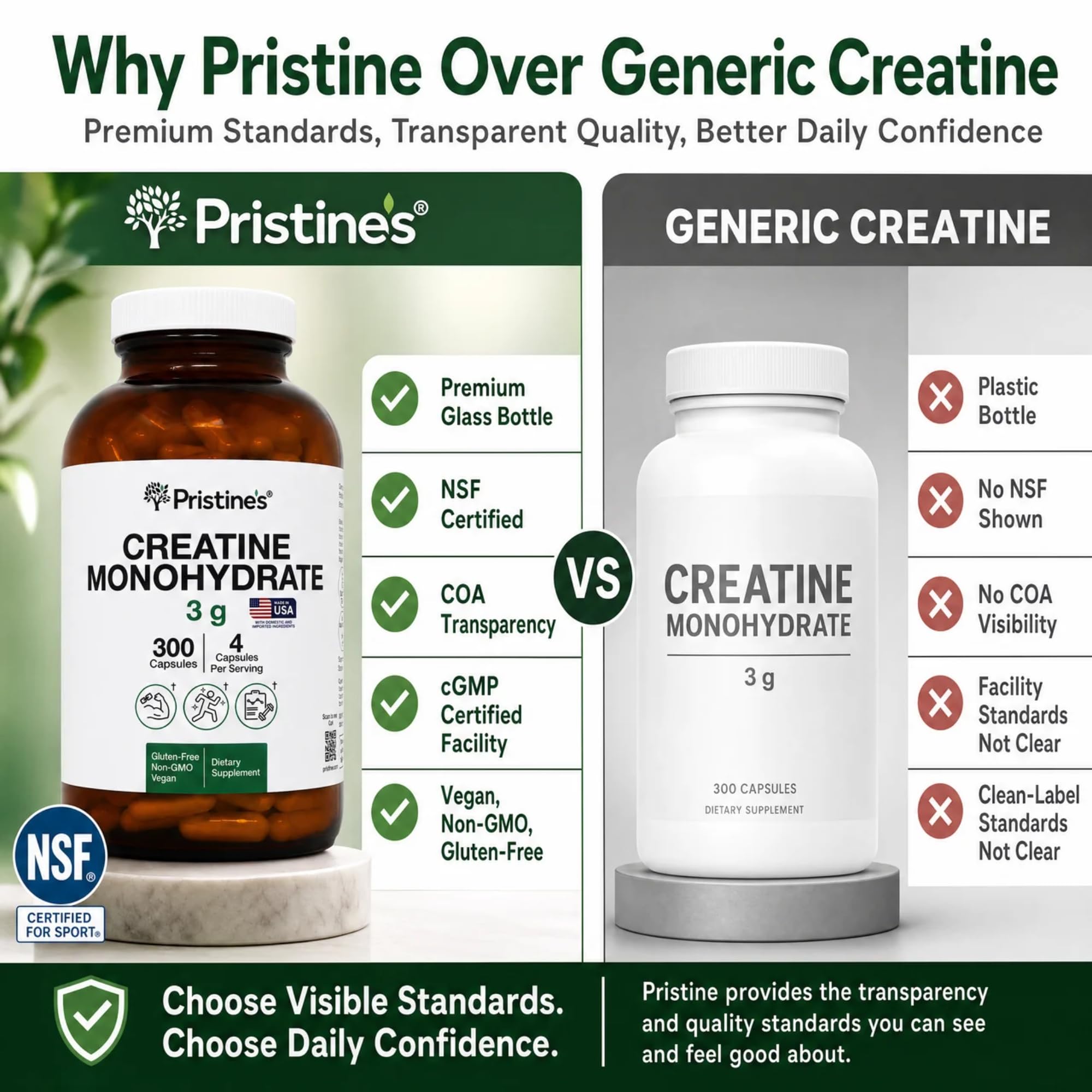 PRISTINE'S Creatine Monohydrate 349g container top view