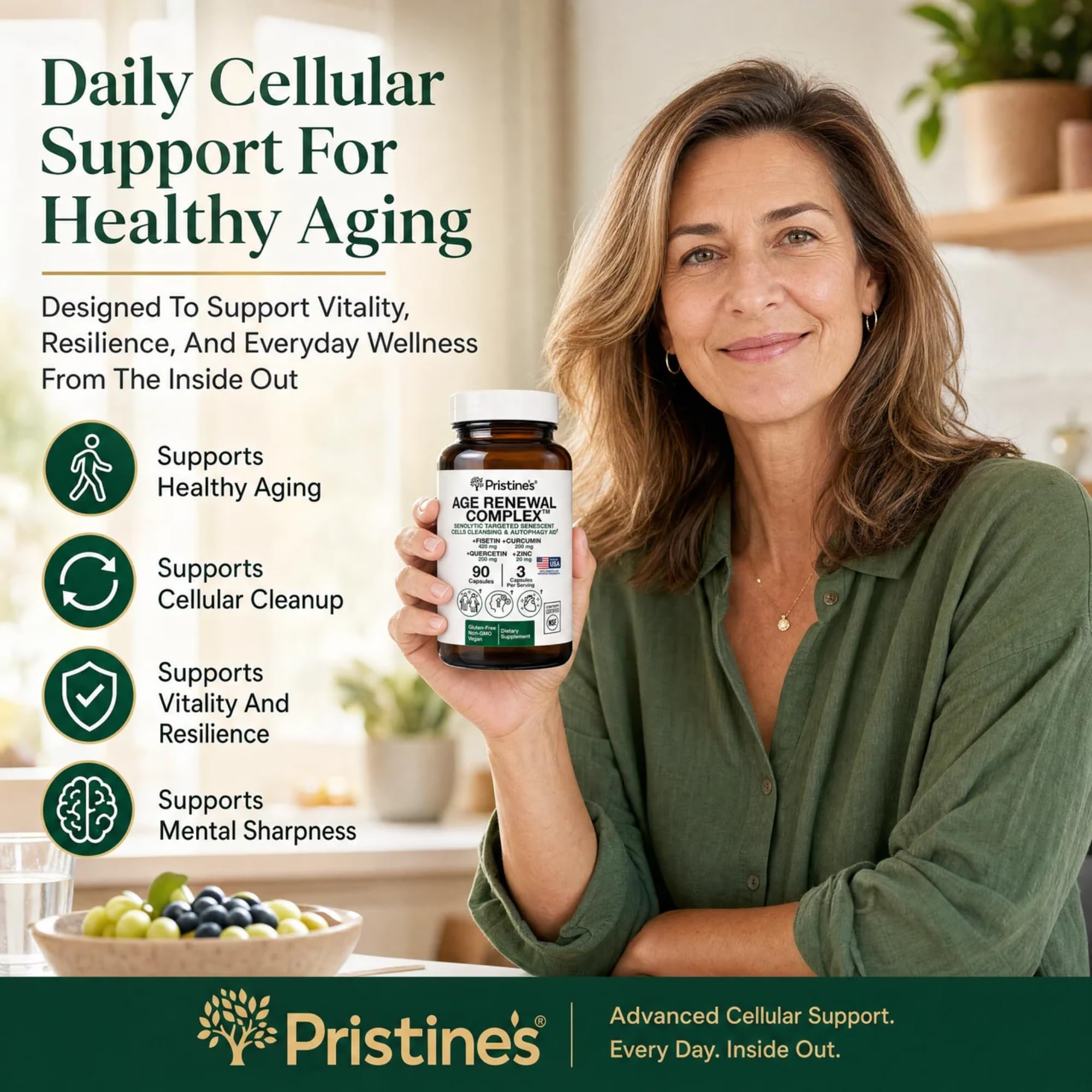 PRISTINE'S Curcumin Supplements with a glass of water