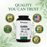 PRISTINE'S GABA Capsules label with 500mg dosage