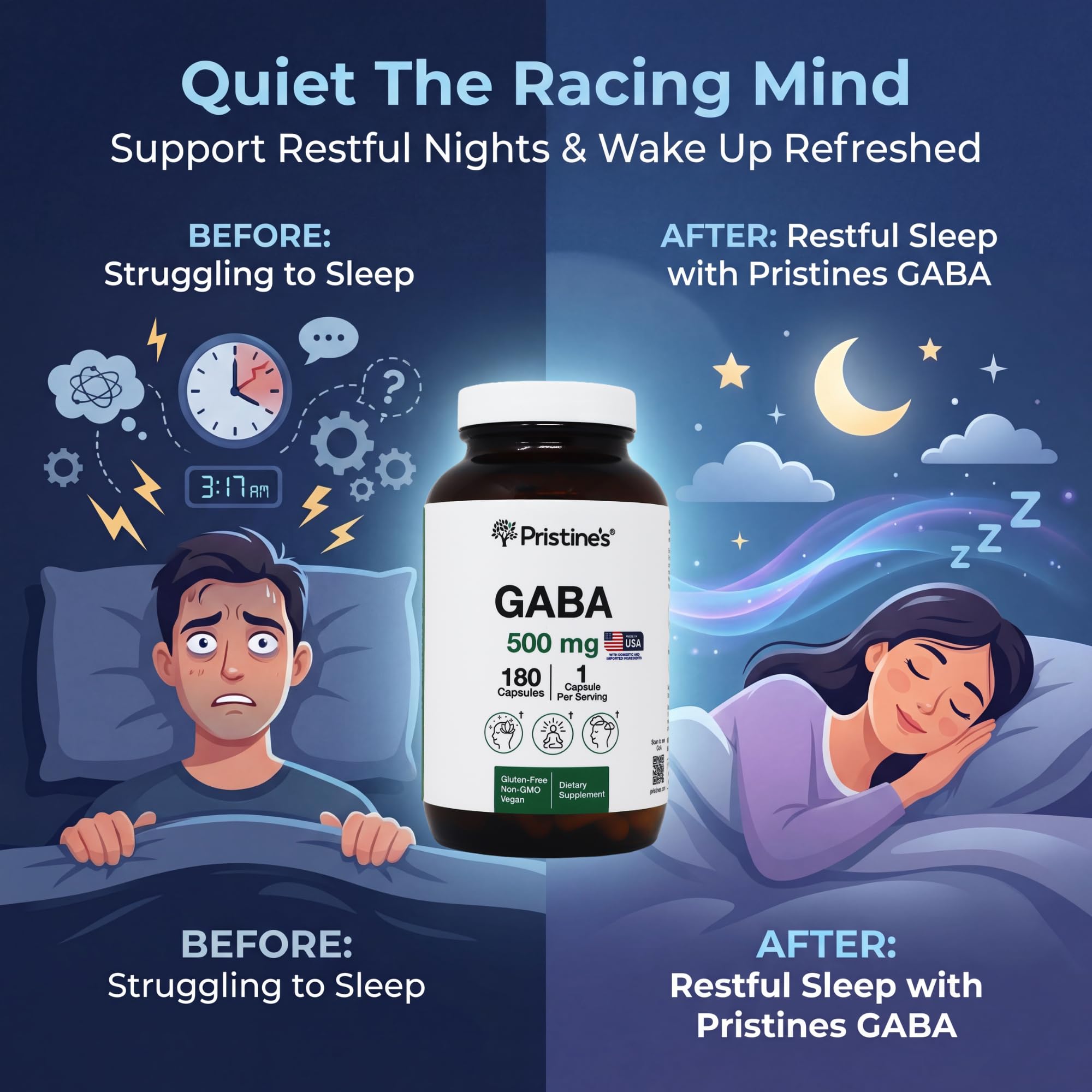 PRISTINE'S GABA Capsules manufactured in the USA