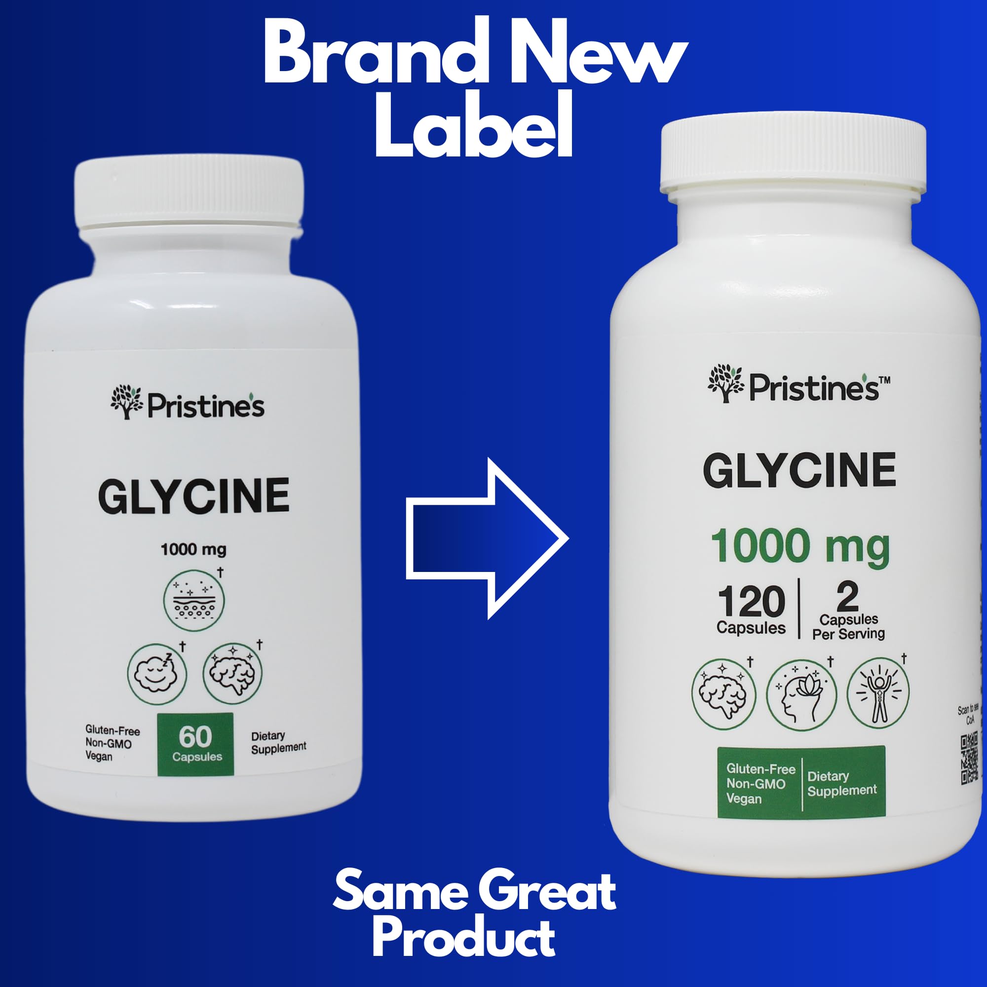 PRISTINE'S Glycine 1000mg Capsules side view