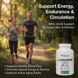 PRISTINE'S L-Arginine 1000mg capsules on a gym bench
