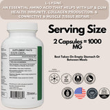 PRISTINE'S L-Lysine Supplement nutritional information