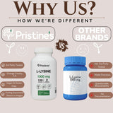 PRISTINE'S L-Lysine Supplement on a wooden table