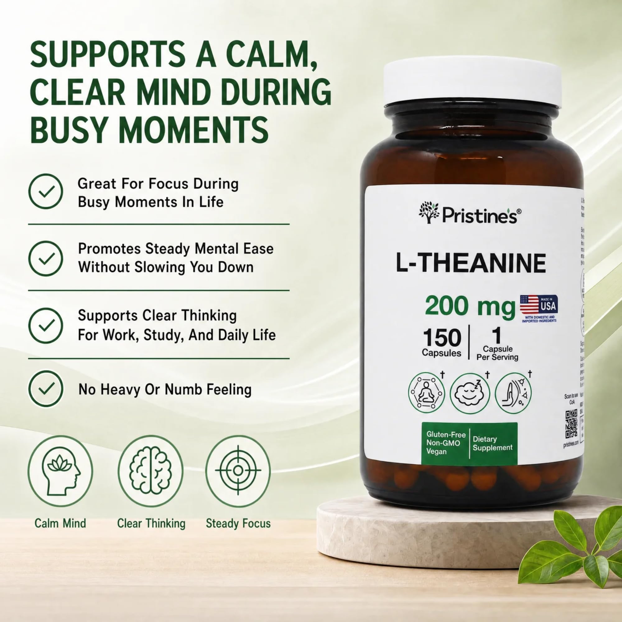 PRISTINE'S L Theanine 200 mg capsule lifestyle scene
