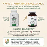 PRISTINE'S NAC 600mg N-Acetyl L-Cysteine bottle with label