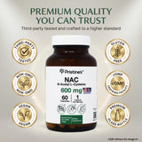 PRISTINE'S NAC 600mg N-Acetyl L-Cysteine capsules close-up