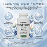 PRISTINE'S Pterostilbene capsules on a wooden table