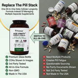 PRISTINE'S Resveratrol 7-IN-1 Longevity Formula bottle with a measuring spoon