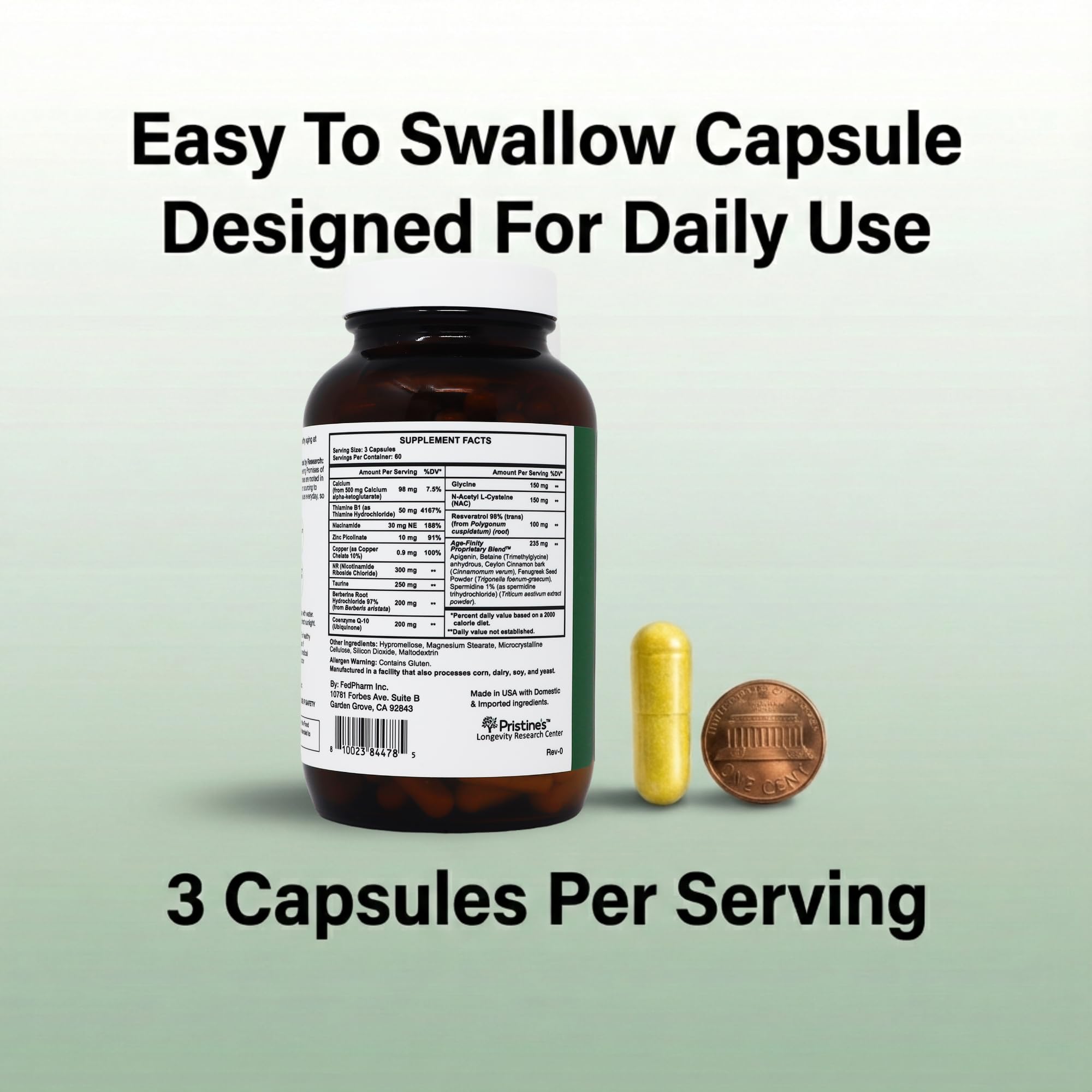 PRISTINE'S Resveratrol 7-IN-1 Longevity Formula lifestyle scene with healthy foods