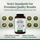 PRISTINE'S Resveratrol 7-IN-1 Longevity Formula side view showing capsule details