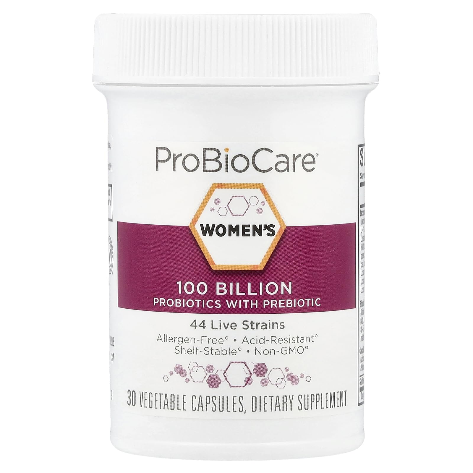 ProBioCare Probiotic Supplement 28g back view with ingredient details