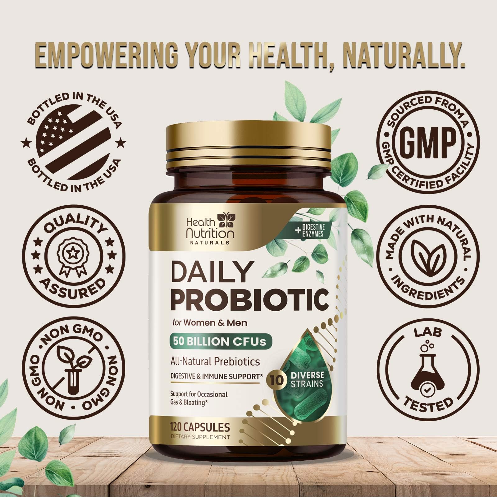Probiotic Capsules ingredients list on bottle