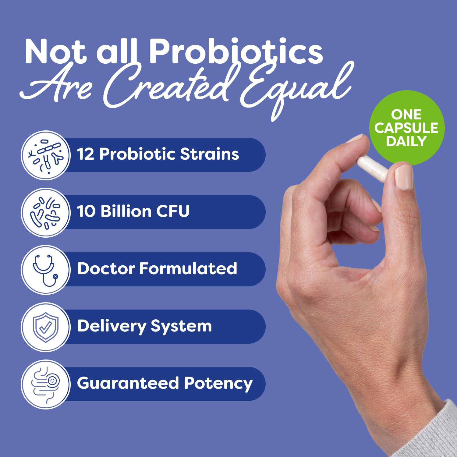 Probulin Daily Care Probiotic Capsules side view showing capsule