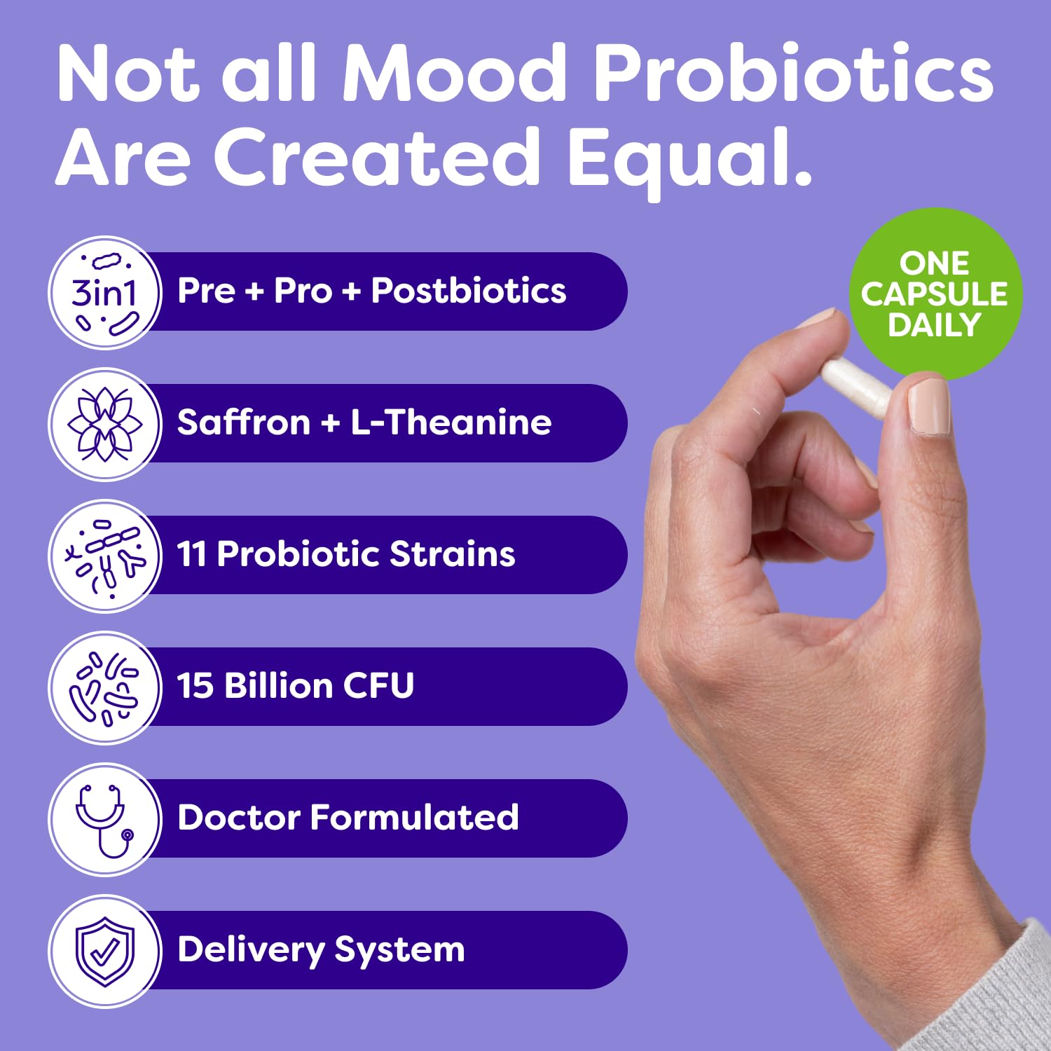 Probulin Total Care Mood Probiotic 30 capsules side view