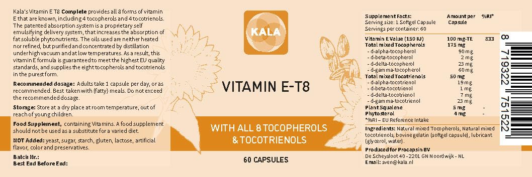 Procapsin Vitamin E softgel capsules displayed with other supplements