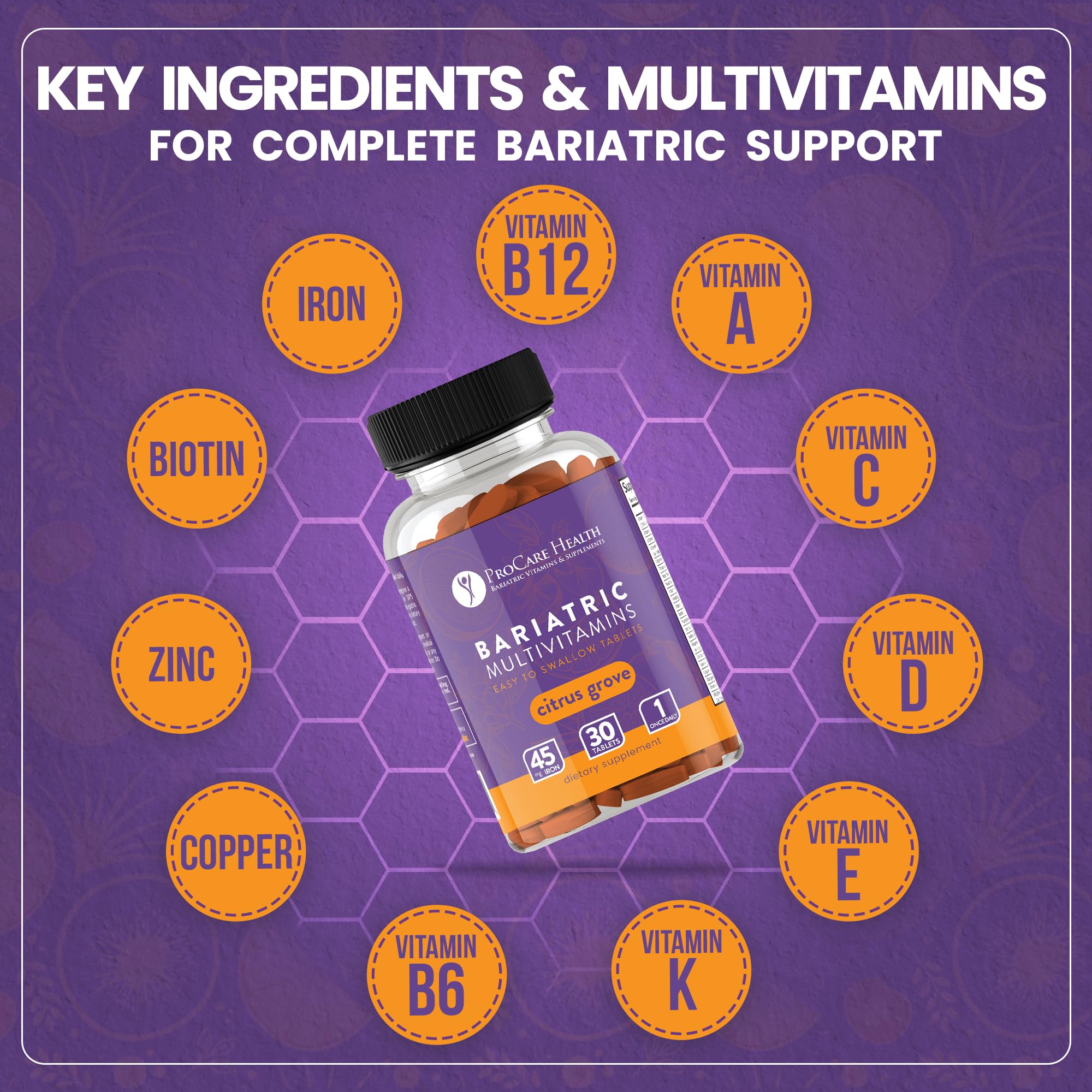 ProCare Health Bariatric Multivitamin 30 Tablets with citrus scent