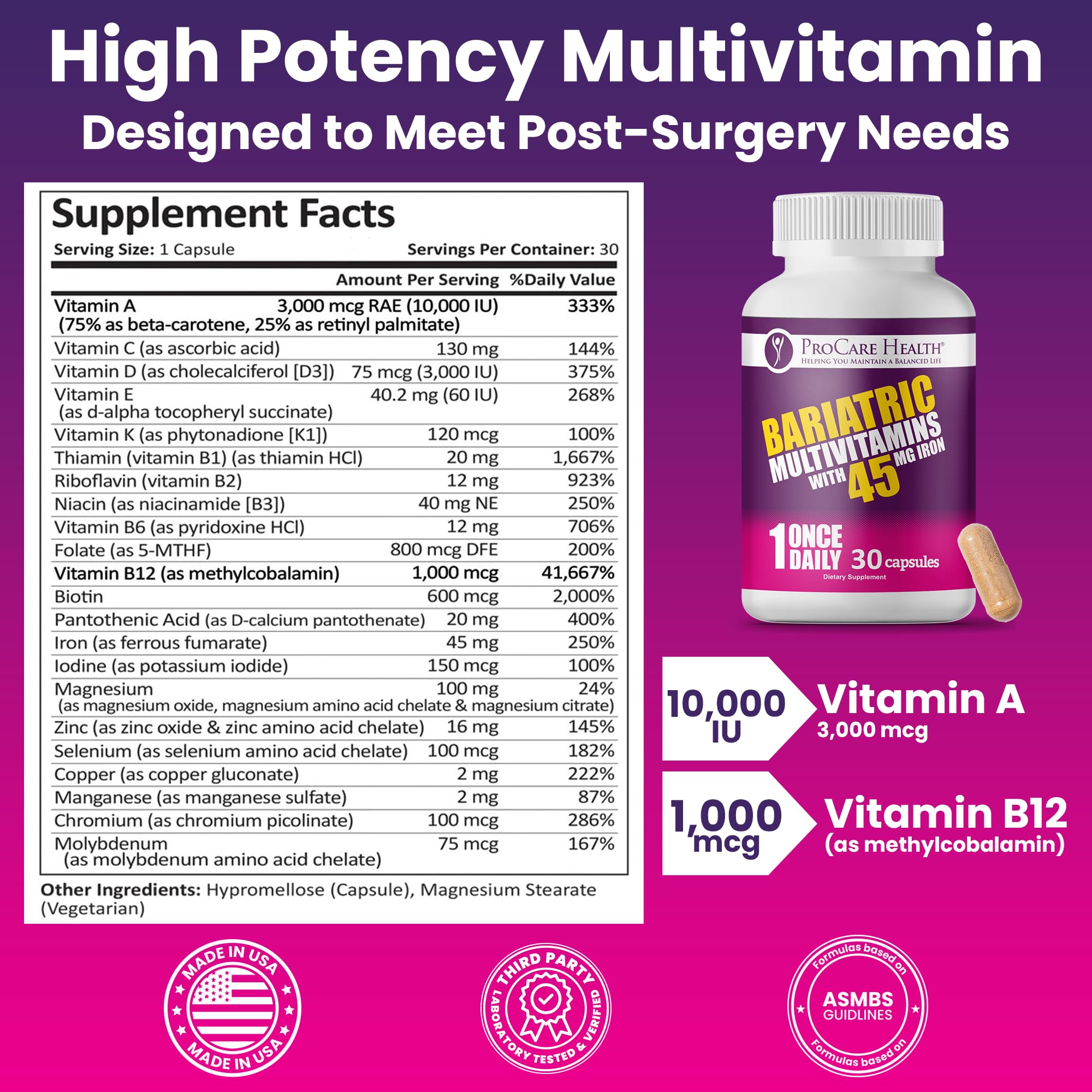 ProCare Health Bariatric Multivitamin Capsules bottle with label