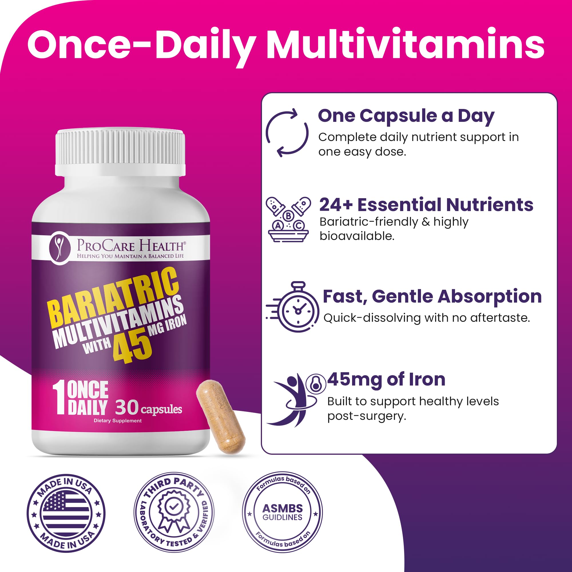 ProCare Health Bariatric Multivitamin Capsules close-up of capsule