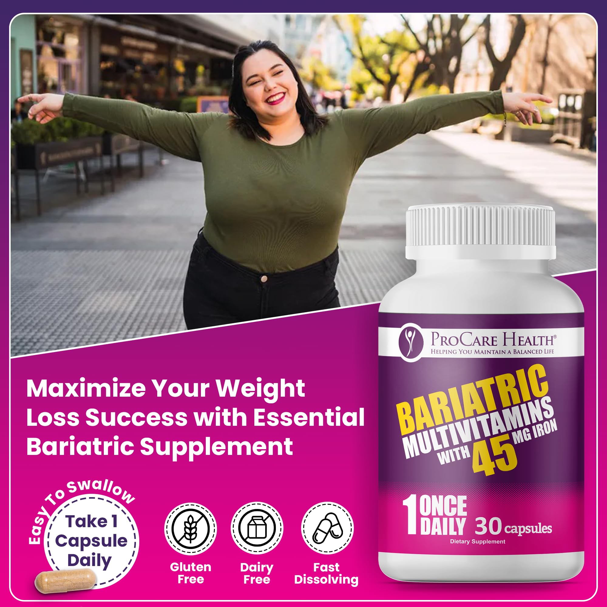 ProCare Health Bariatric Multivitamin Capsules with measuring spoon