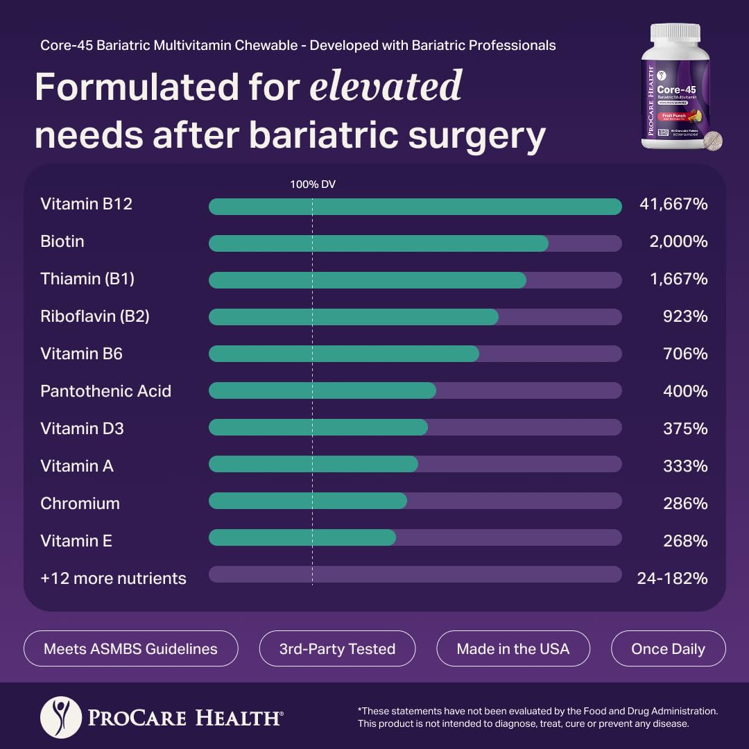ProCare Health Bariatric Multivitamin chewable tablets in a hand
