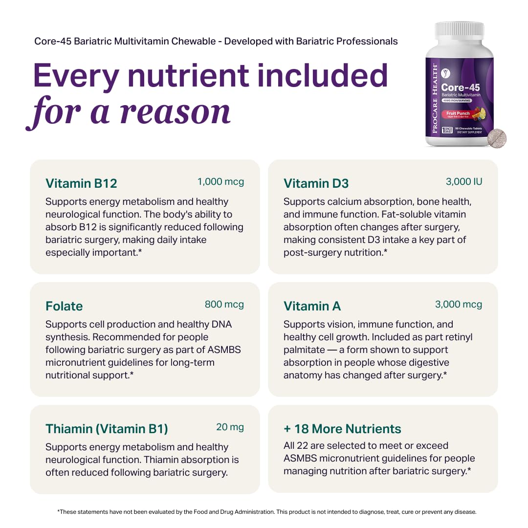 ProCare Health Bariatric Multivitamin chewable tablets in hand