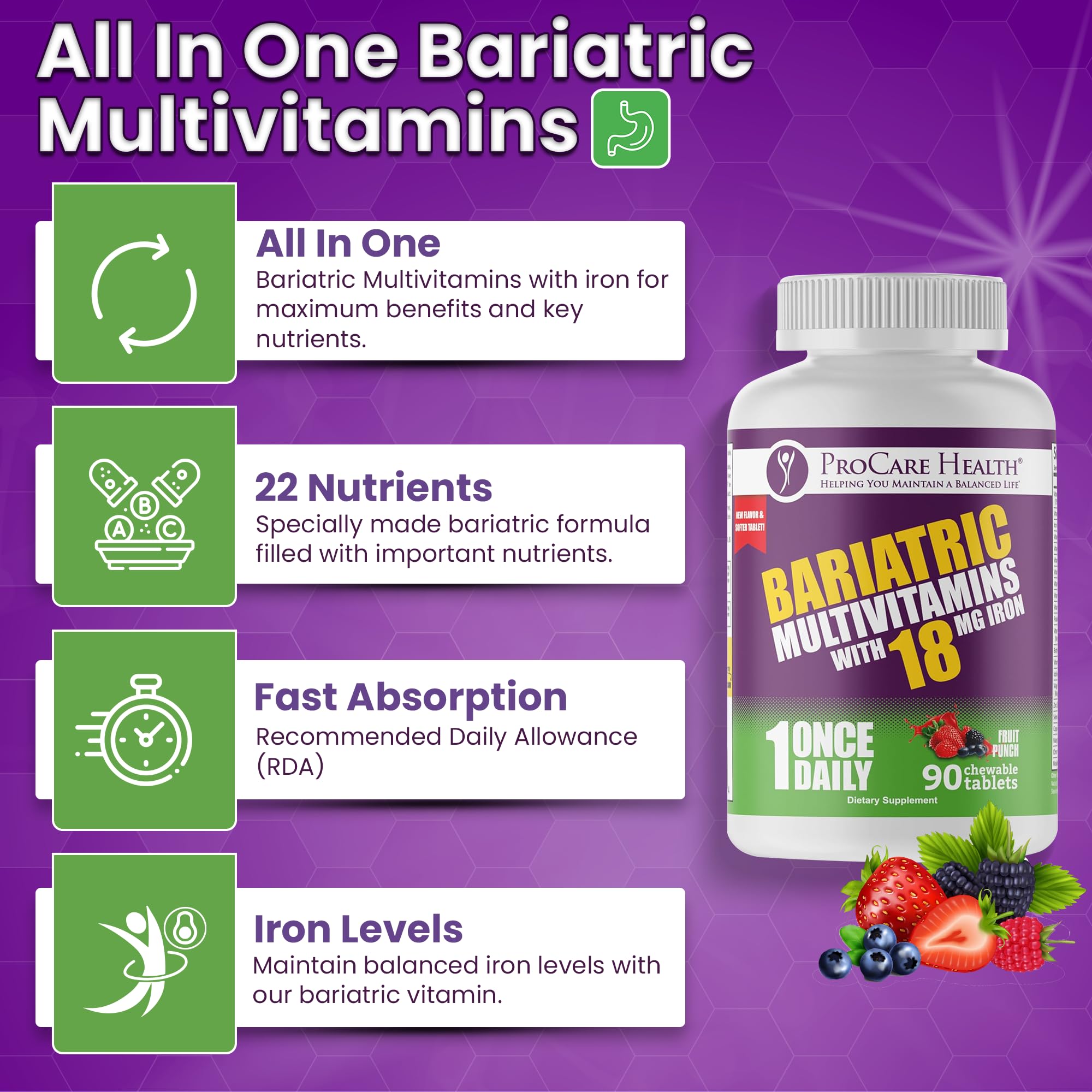 ProCare Health Bariatric Multivitamin Chewables bottle on a table