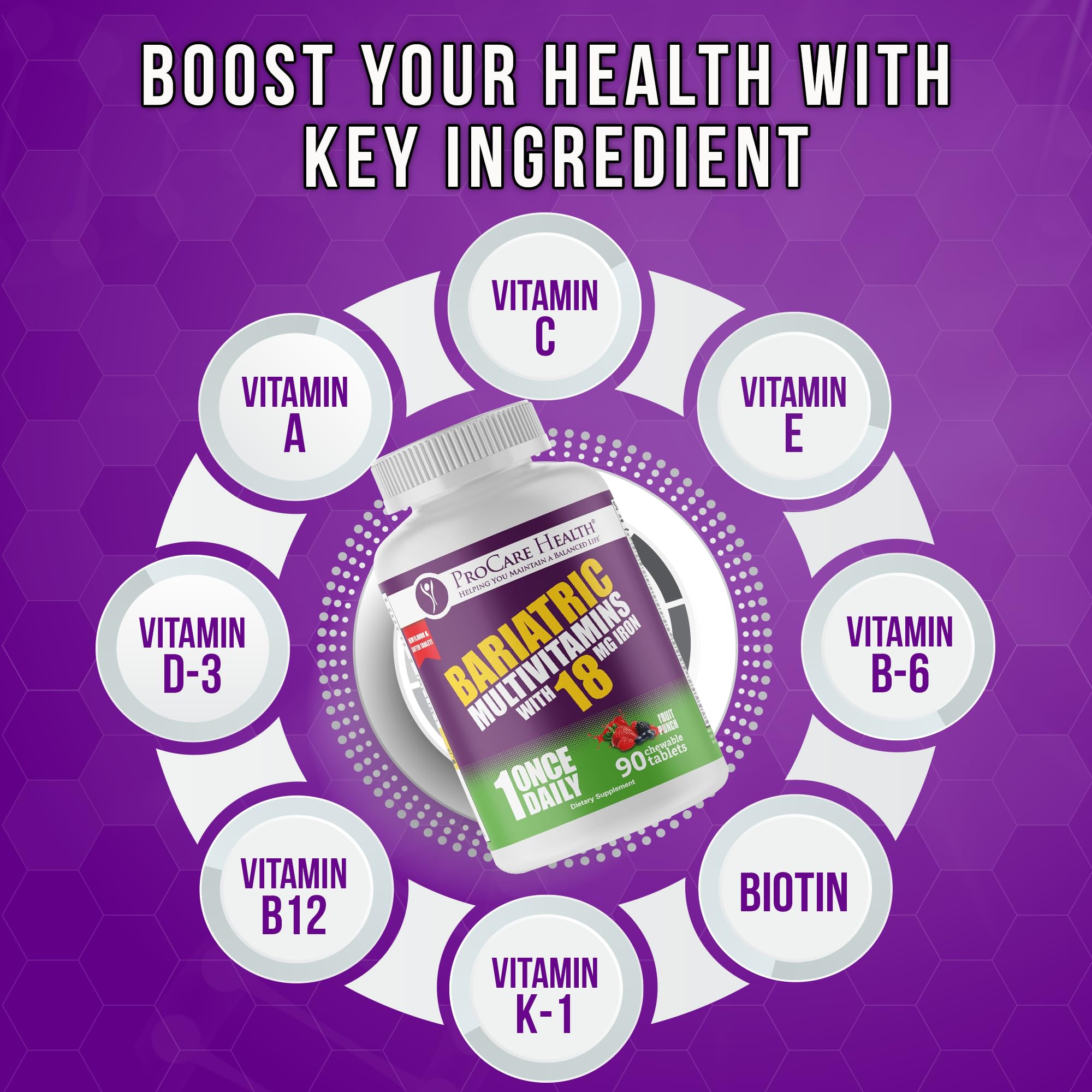 ProCare Health Bariatric Multivitamin Chewables in a hand