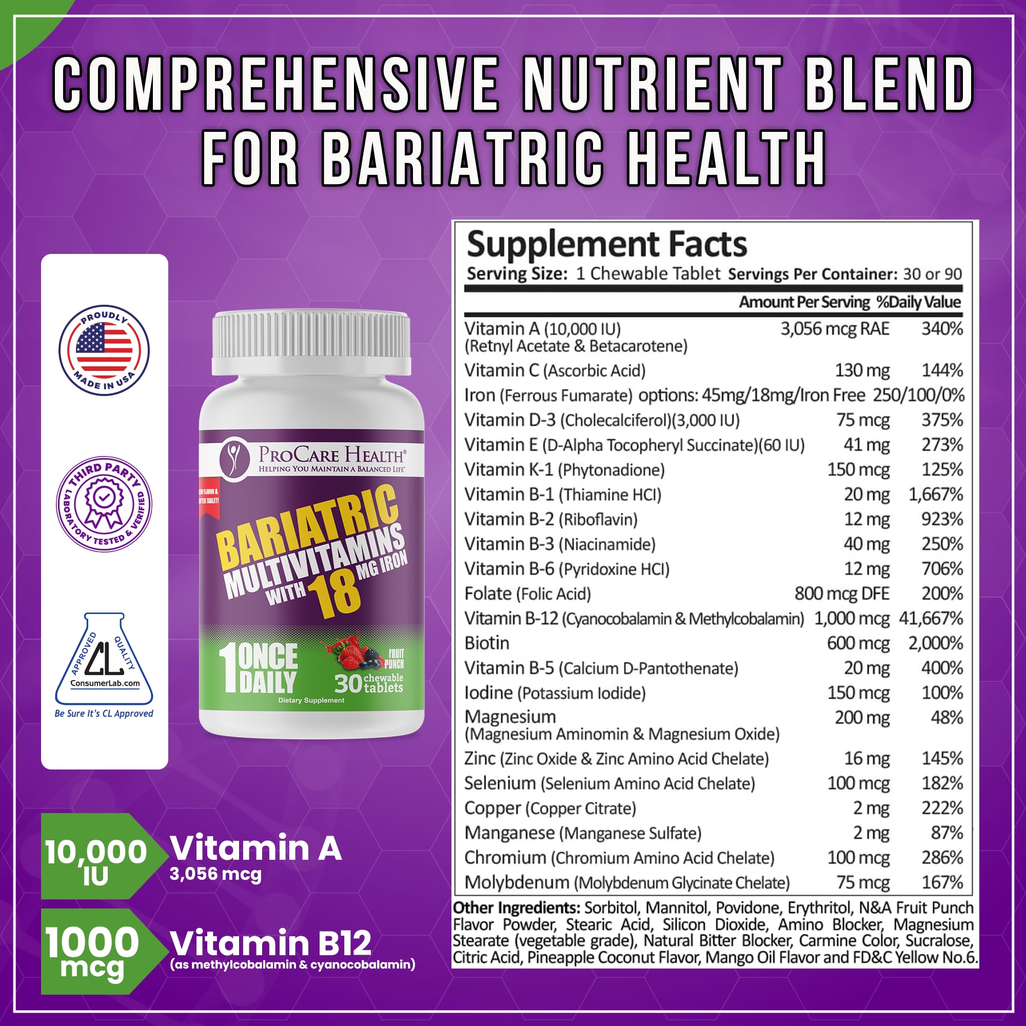 ProCare Health Bariatric Multivitamin Chewables packaging on a white background