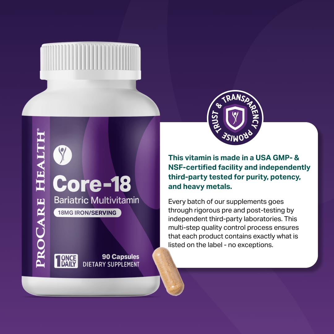 ProCare Health Bariatric Multivitamin with Iron bottle with measuring spoon
