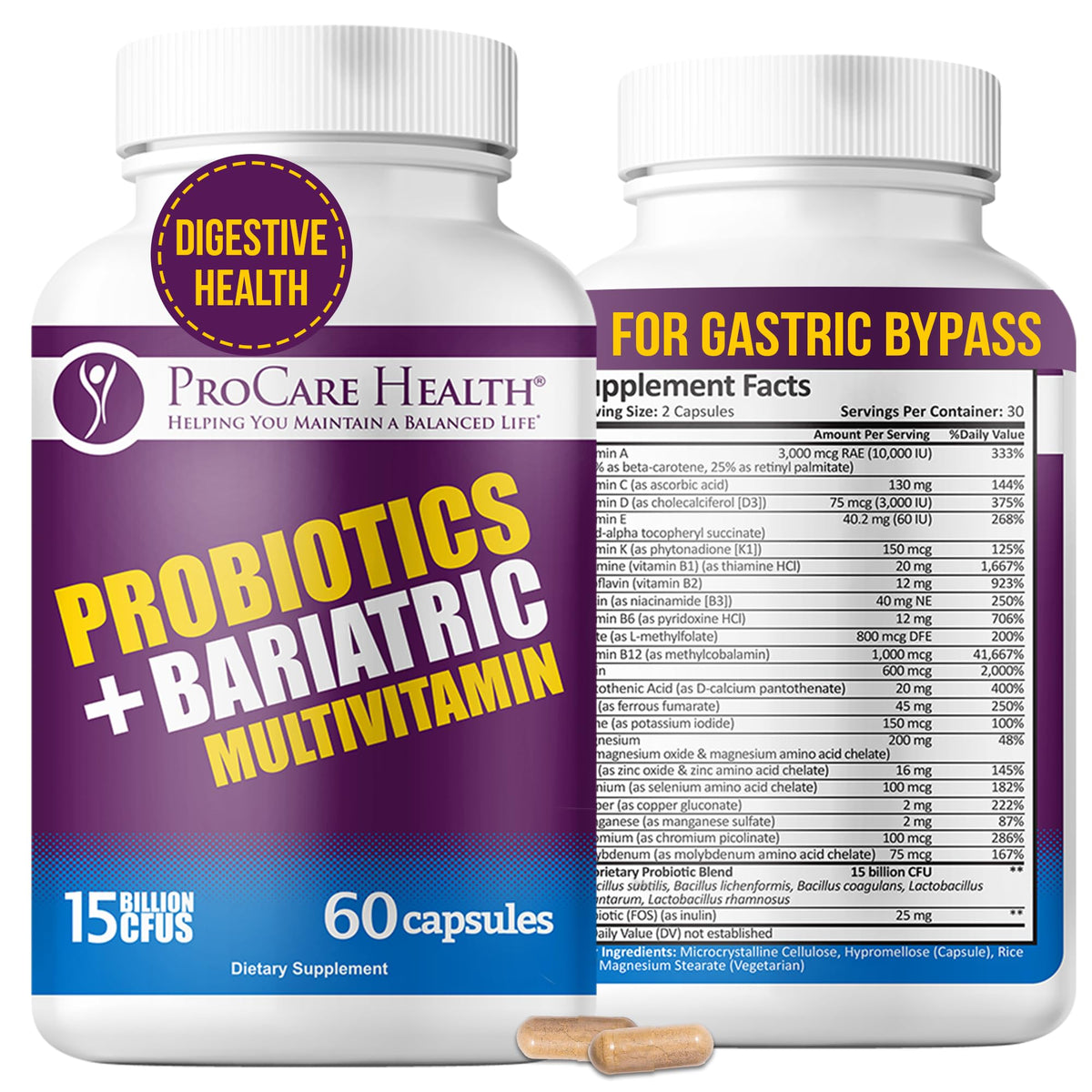 ProCare Health Bariatric Multivitamins 60 veggie capsules front view